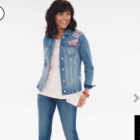 Chicos Denim Jacket Patchwork 
